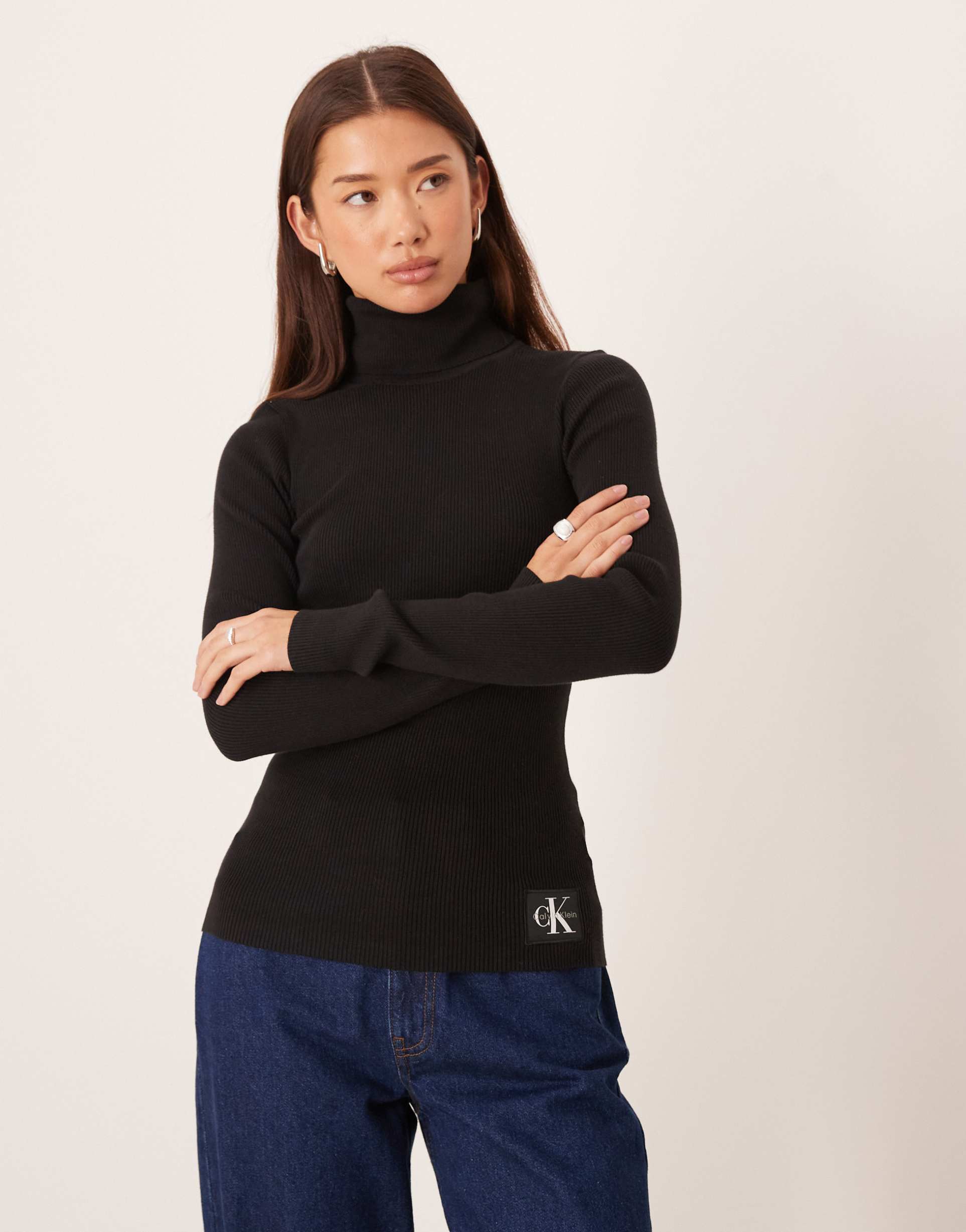 calvin klein jeans turtle sweater in black