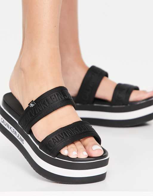 Two strap wedge store sandals