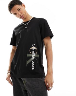 Calvin Klein Jeans two tone monogram logo t-shirt in black - ASOS Price Checker