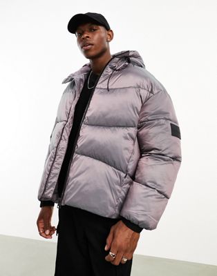 Calvin Klein Jeans two tone ripstop puffer jacket in iridescent purple