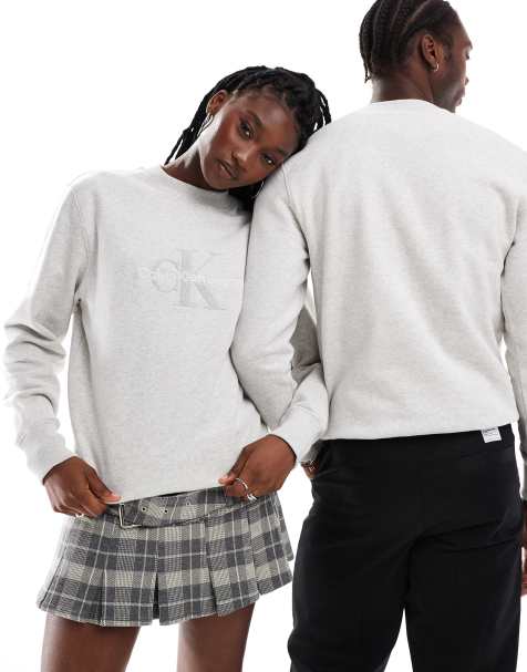 Calvin Klein Jeans - Uniseks sweatshirt met logo in dezelfde tint in grijs - view 1