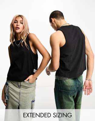 Calvin Klein Jeans Unisex cropped seaming tank top in black - exclusive to ASOS