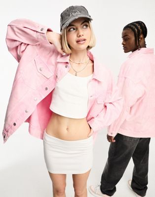 Calvin Klein Jeans Unisex oversized denim jacket in pink - exclusive to ASOS
