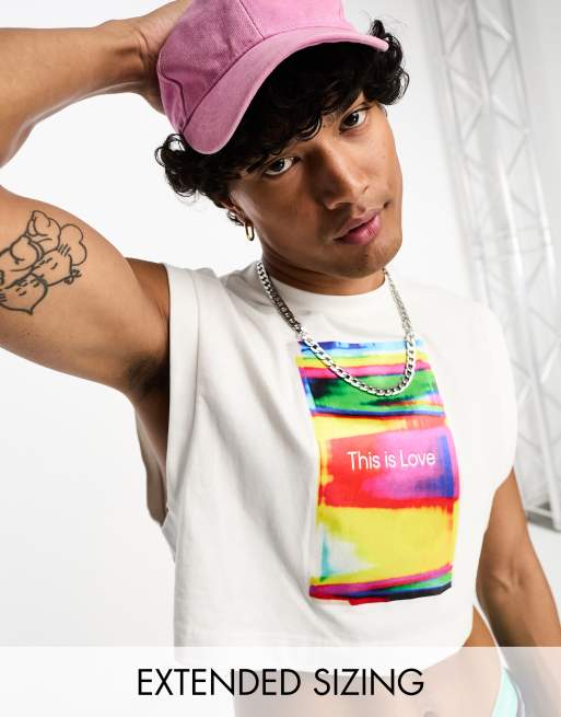 Calvin Klein Jeans Unisex – Pride – Biały podkreślający sylwetkę T-shirt oversize z grafiką