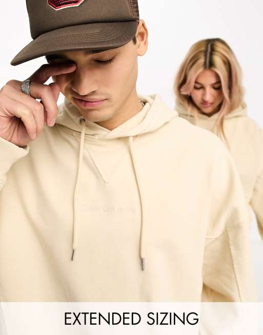 Calvin Klein Jeans Unisex seaming oversized hoodie and jogger set in beige  - exc