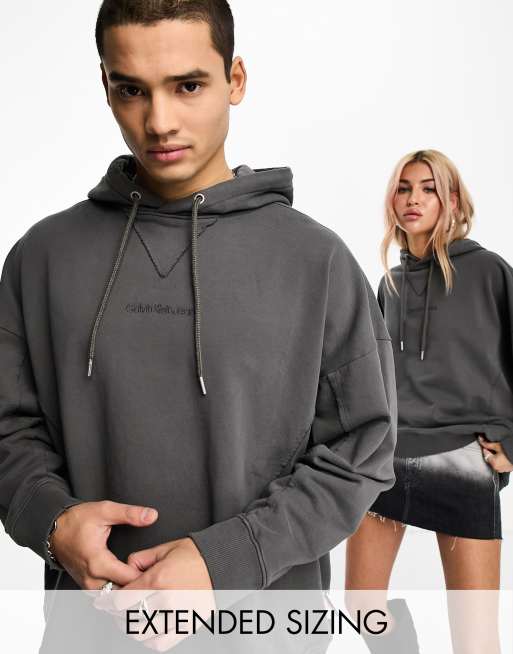 Calvin Klein Jeans Unisex seaming oversized hoodie in grey