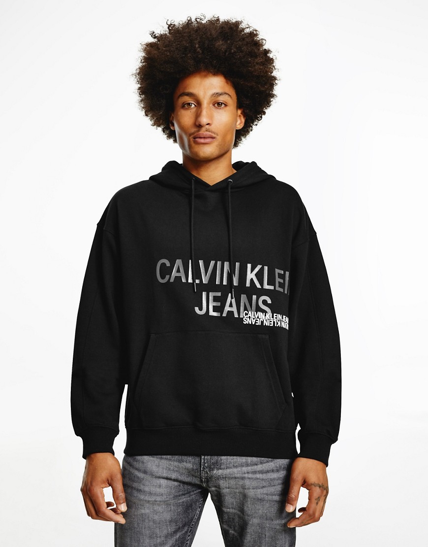 Calvin Klein Jeans urban back graphic hoodie in black