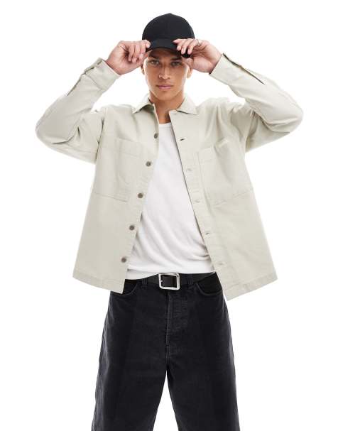 Calvin Klein Jeans utility overshirt in beige - view 1