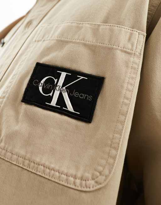 CalvIn Klein Jeans utility overshirt in taupe