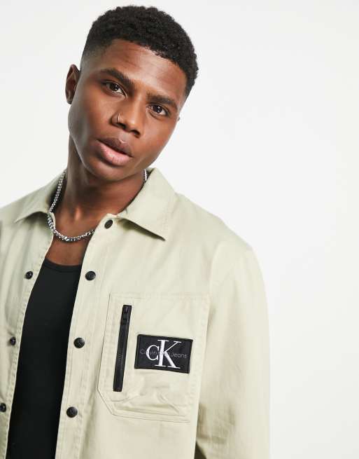 Calvin Klein Jeans - Utility-overshirt met ritszak in stone