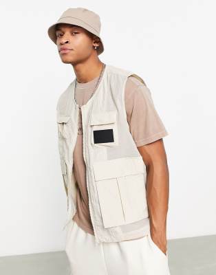 Calvin Klein Jeans Est.1978 Utility Vest In Beige-neutral