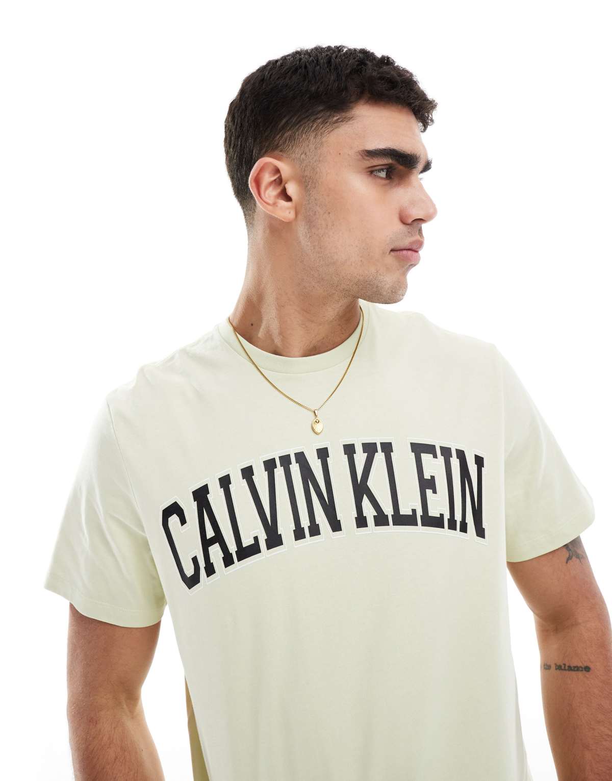 Calvin Klein Jeans  varsity logo t-shirt in off white