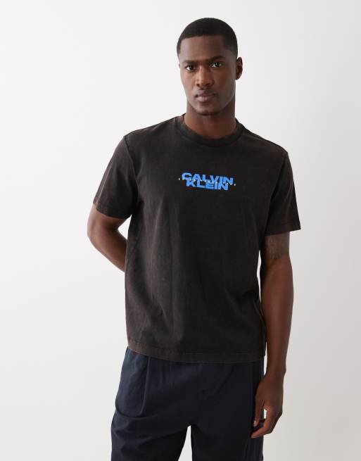 Calvin Klein Jeans - Vasket sort og blå T-shirt med central logografik, 2 af 5