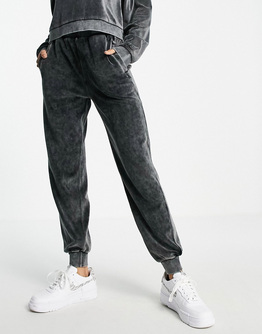 Calvin Klein Jeans velvet jogger co-ord in ice black