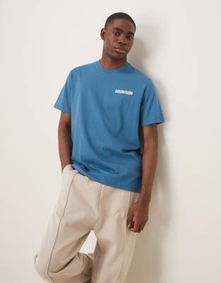 Calvin Klein Jeans Est.1978 Vertical Back Print T-shirt In Blue