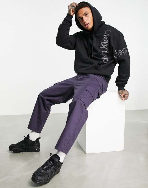 Calvin Klein Jeans vertical bold logo hoodie in black