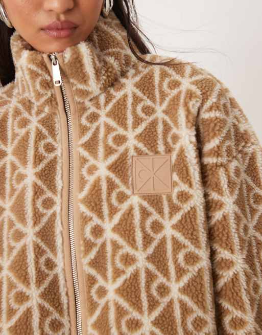 Calvin Klein Jeans - Veste en imitation peau de mouton avec logo monogramme - Beige , 2 de 4