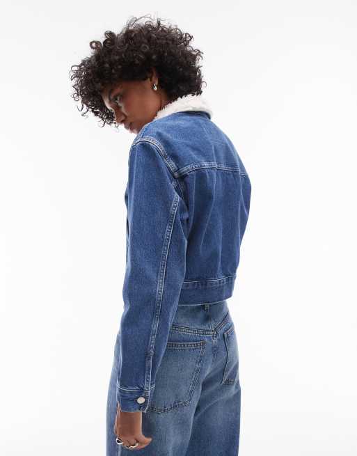 Calvin Klein Jeans Veste en jean à fermeture clair avec col en