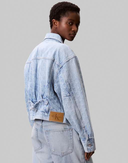 Calvin Klein Jeans - Veste en jean avec logo monogramme - Bleu clair délavé, 2 de 4