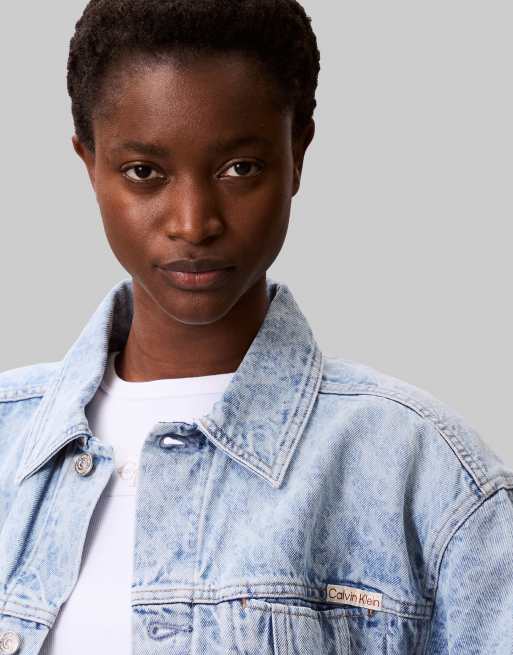Calvin Klein Jeans - Veste en jean avec logo monogramme - Bleu clair délavé, 4 de 4