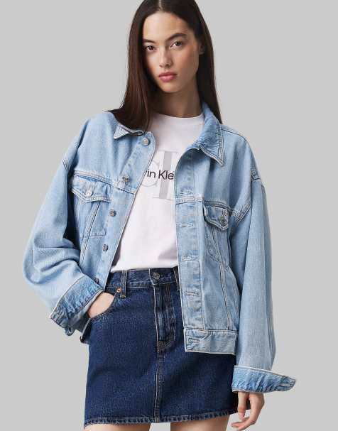 Calvin Klein Jeans - Veste en jean coupe carrée - Bleu moyen - view 1