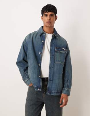 Calvin Klein Jeans - Veste en jean oversize - Bleu délavé