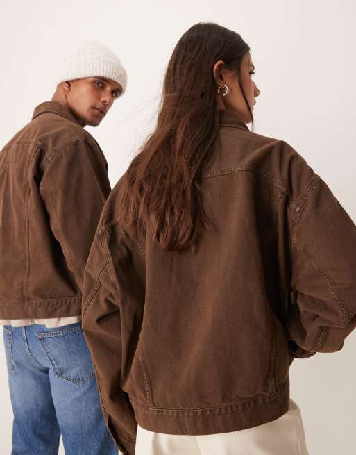 Calvin Klein Jeans - Veste en jean oversize - Marron foncé - Exclusivité ASOS, 3 de 4