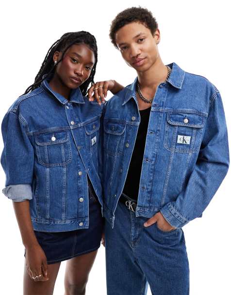 Calvin Klein Jeans - Veste en jean unisexe style années 90 - Bleu - view 1