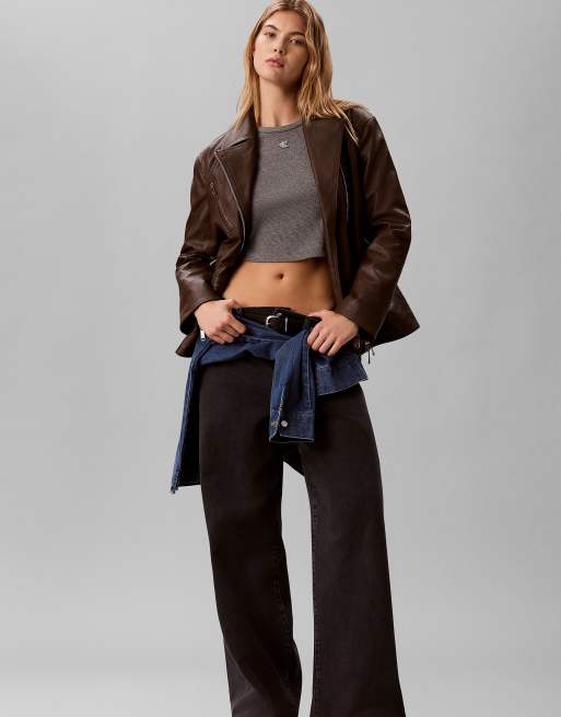 Calvin Klein Jeans veste style motard marron liège, 2 de 6