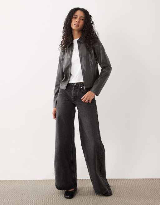 Calvin Klein Jeans veste zippée en imitation cuir couleur noir cendré, 2 de 4