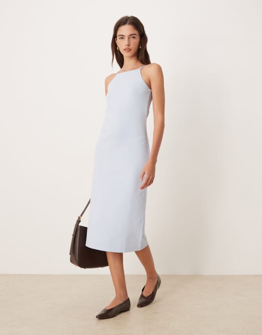 Calvin Klein Jeans - Vestito con spalline sottili blu traforato con monogramma , 2 di 4