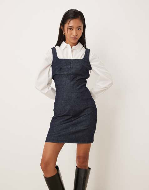 Calvin Klein Jeans - Vestito corto in denim strutturato blu - view 1