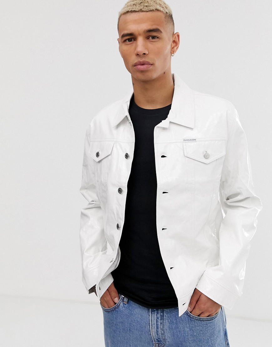 Calvin Klein Jeans vinyl trucker jacket-White