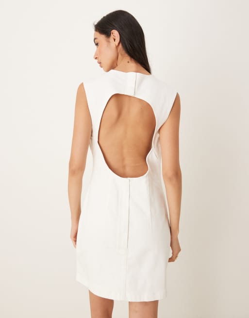 Calvin Klein Jeans – Vit miniklänning med holkärm och hög ringning, 4 av 4