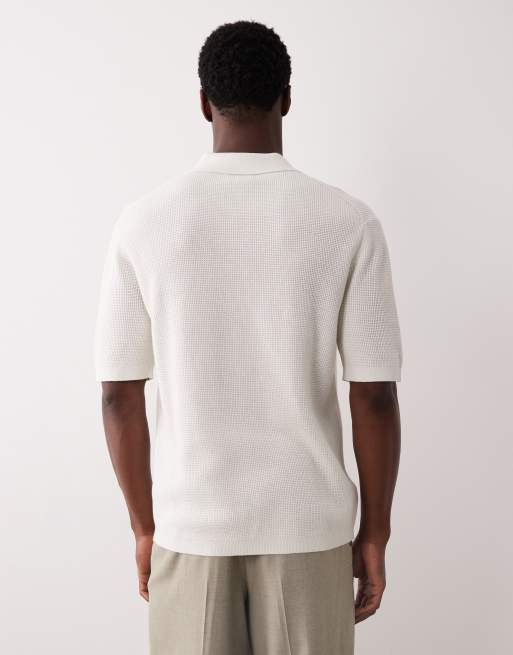Calvin Klein Jeans – Vit, vävd pikétröja, 3 av 5