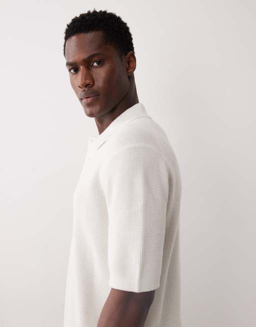 Calvin Klein Jeans – Vit, vävd pikétröja, 4 av 5