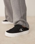 [Calvin Klein Jeans] Calvin Klein Jeans vulc flatform canvas sneakers in black 38 Black/bright white