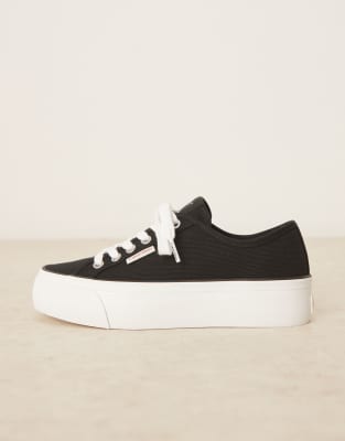 Calvin Klein Jeans Est.1978 Vulc Flatform Canvas Sneakers In Black