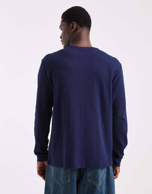 Calvin Klein Jeans Waffle Badge Logo long sleeve t-shirt in navy , 3 of 5