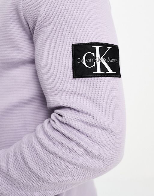 Calvin Klein Men's Smooth Cotton Monogram Logo Crewneck T-Shirt - Purple - XL