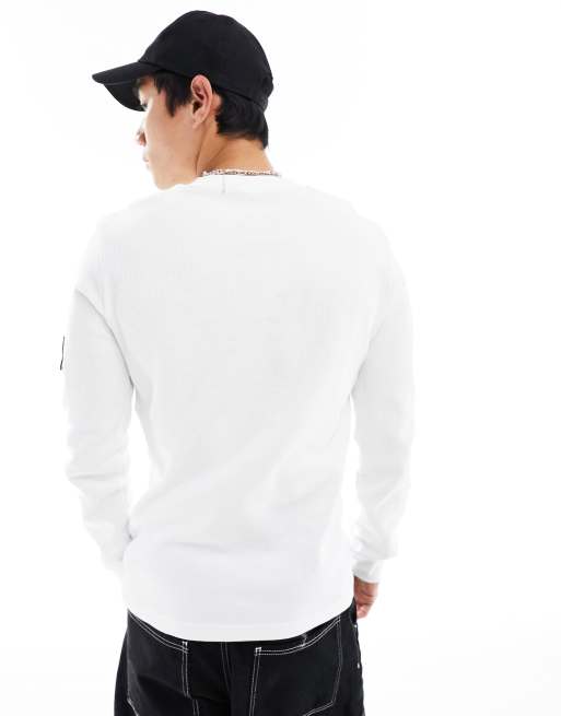 Calvin Klein Jeans institutional back logo long sleeve t-shirt white, ASOS