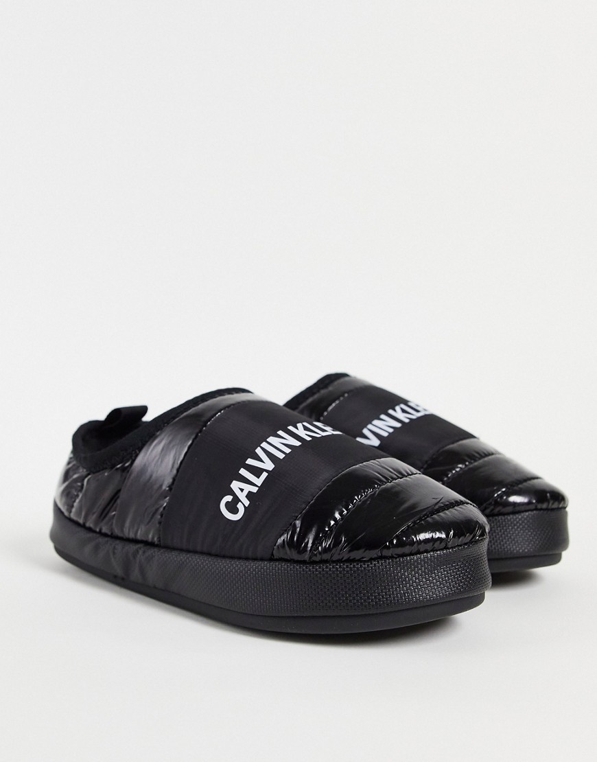 Calvin Klein Jeans warm lining logo slipper in black