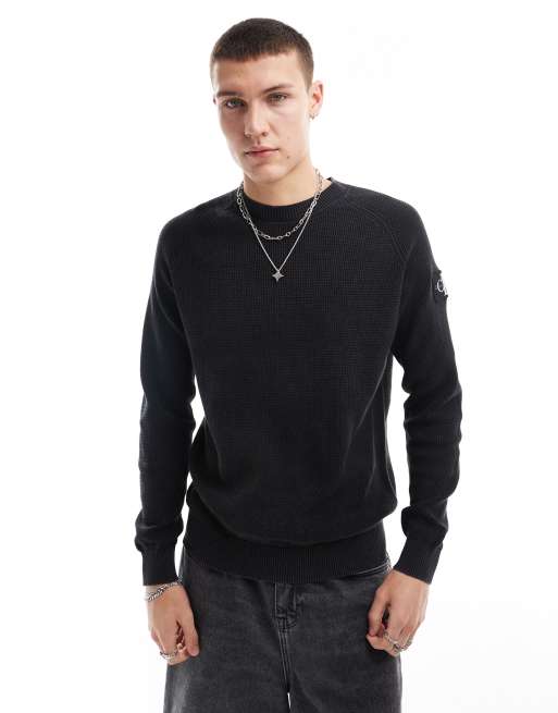  Calvin Klein Jeans washed badge sweater in washed black