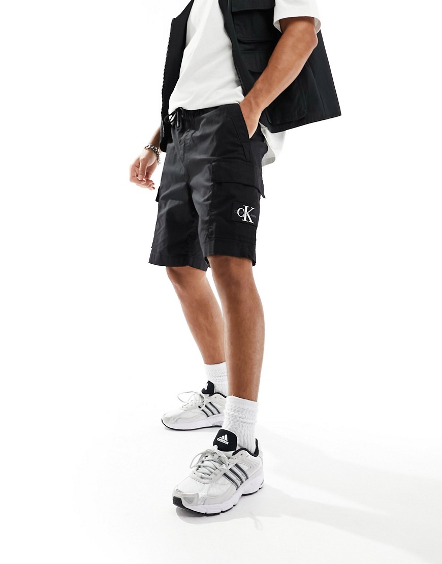 Calvin Klein Jeans washed cargo shorts in black