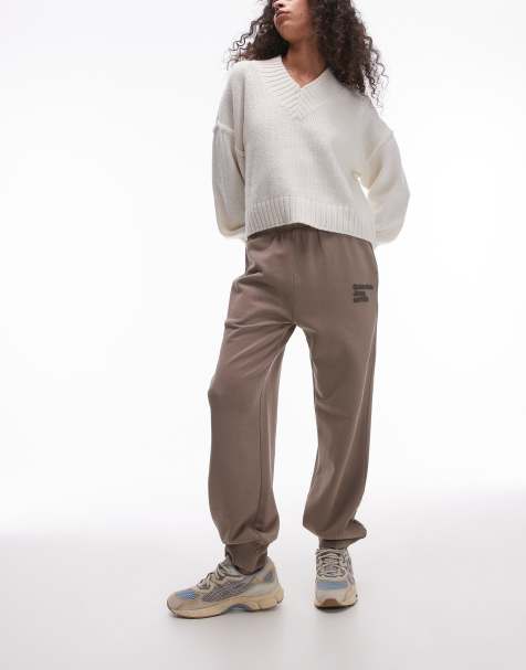 Calvin Klein Jeans Washed cotton terry joggers in taupe gray - view 1