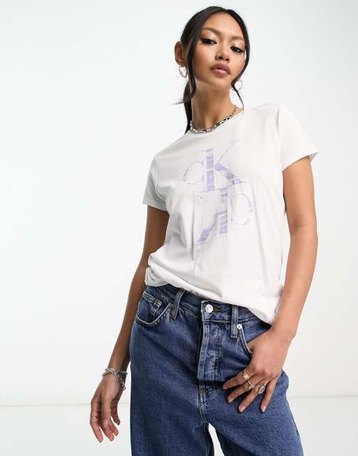 Calvin Klein Jeans cropped t shirt with pocket logo, ASOS