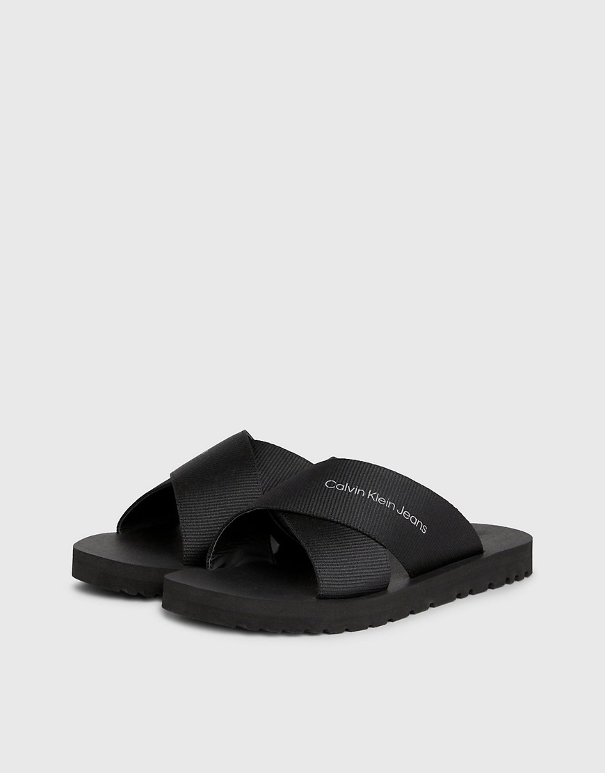 Calvin Klein Jeans Webbing Sandals in Triple Black
