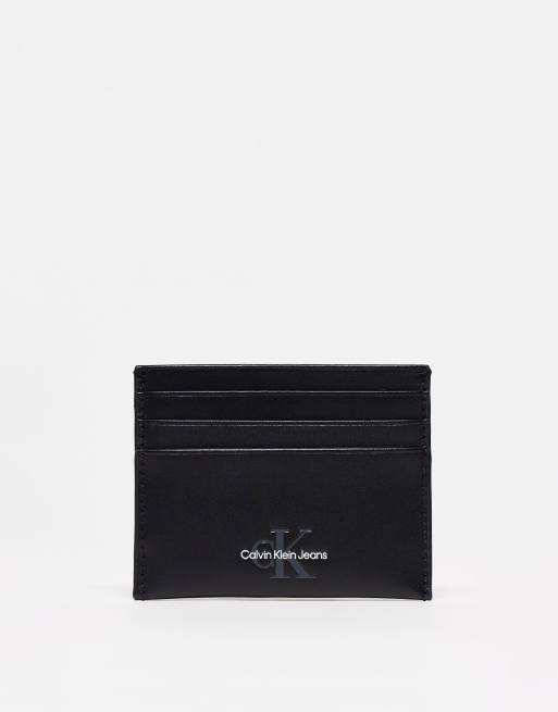 Calvin Klein Jeans – Weiches Kartenetui in Schwarz mit Monogramm 