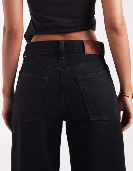 Calvin Klein Jeans – Weite Jeans in Schwarz mit niedrigem Bund, 5 von 5