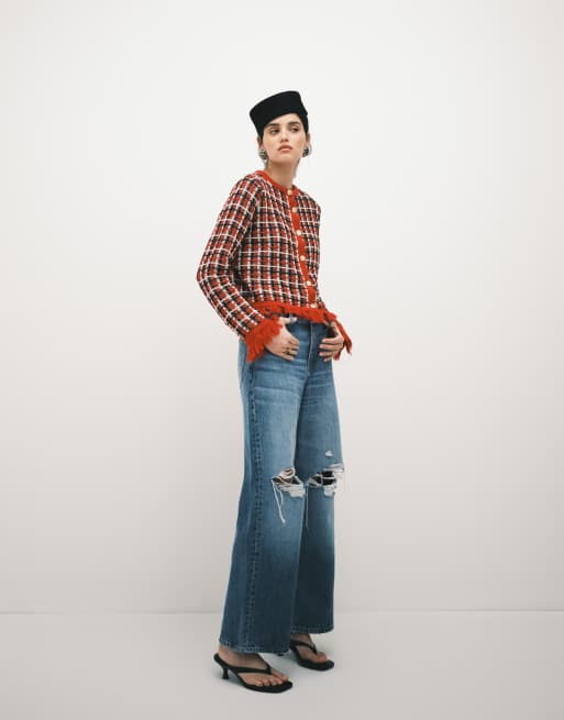 Calvin Klein Jeans – Weite, zerrissene Jeans in mittelblauer Waschung mit niedrigem Bund, 2 von 5